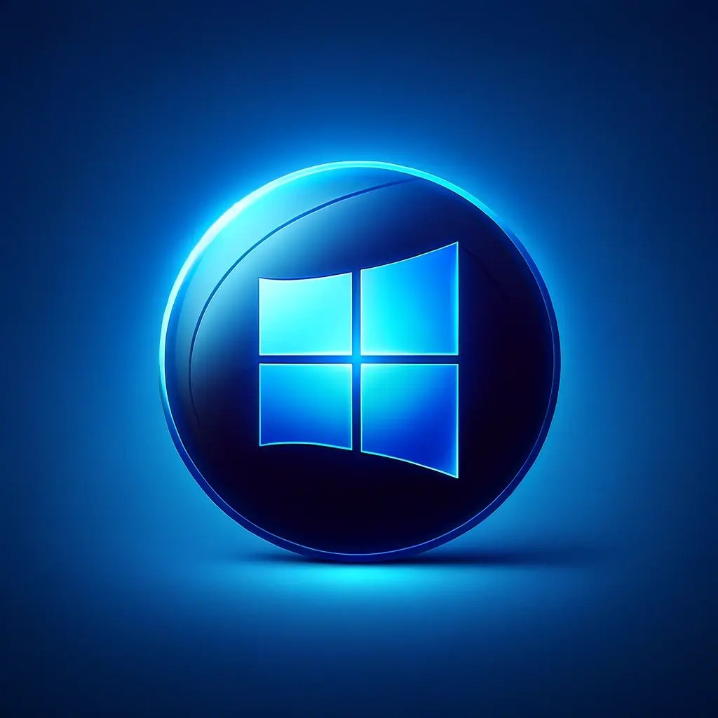 DALL·E 2024-05-30 04.23.45 - A round logo similar to the Windows logo, but with a dark blue color scheme. The logo should have a glossy, modern look with gradient shades of dark b